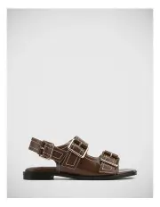 [Wittner] Edie Crinkle Patent Leather Sandal in Brown