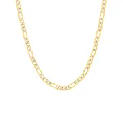 9ct Gold Two Tone 50cm Solid Diamond-cut Fiagro 3+1chain