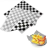 Food Grade Wrap Paper Greaseproof Sandwich Wrap Paper,100Pcs Checkered Baking Wrapping Paper Deli Paper,Checkered Dry Waxed Deli Paper Sheets,Checkered Hamburger Paper,Deli Wax Sheets Wrap Paper,Black
