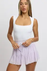 Purple Flare Skort Skirt High Rise Mini Mesh Tiered - Size 16XL, Women's Mini Skirt