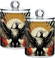 GAIREG Retro Spread Wings Hawk Bathroom Cotton Ball Holder, Apothecary Jars Set of 2