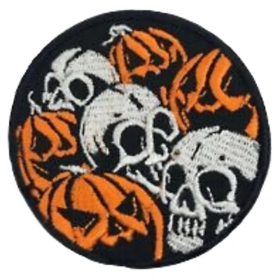 Skull And PumpKins Iron On Patch Embroidered Sew On Applique Badge