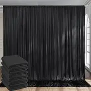 30ft x 8ft Wrinkle Free Black Backdrop Curtains for Parties, 6 Panels Thick Polyester Photo Backdrop Drapse for Weddings Birthday Photography Background Curtains