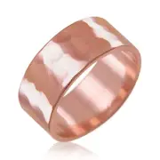 Pure Uncoated Solid Hammered Copper Ring Band for Men & Women, 8mm