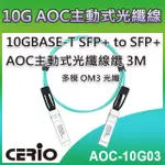 CERIO智鼎【AOC-10G03】3M 10GBASE-T SFP+ TO SFP+ 3米AOC主動式光纖線纜