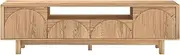TV Entertainment Unit with Arched 2 Doors and 2 Drawers Storage Cabinet Open Shelves 180 CM TV Console with Storage Cabinet, TV Stands for Living Room