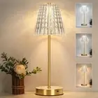 Wireless LED Desk Lamp Acrylic Touch Lamp for Bedroom Living Room Decor (Gold)