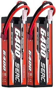 6400mAh 7.4V 11.1V 14.8V 2S 3S 4S 100C Lithium Ion Battery EC5 Plug T Plug Compatible with RC Car Airplane Truck Tank Buggy Racing Boat Model Battery Replacement Parts(4S-EC5-2pcs)