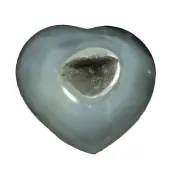 Agate Heart with Druzy Quartz Crystal Centre (EA0817) Gem Carving Gift Gem
