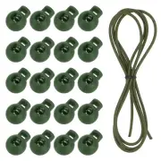 40 Pcs Single Hole Cord Locks with Elastic Cord, Army Green