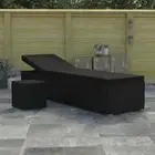 NNEVL Sun Lounger with Cushion and Tea Table Poly Rattan Black
