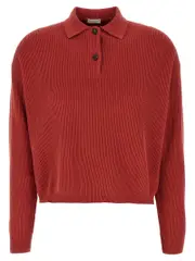 [Brunello Cucinelli] Brunello Cucinelli-Knitted Shirt Polo Rosso-Donna L Red