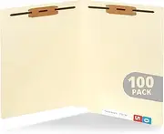 Blue Summit Supplies 100 Manila Fastener File Folders with End Tabs, Reinforced Straight Cut End Tab Folders with 2 Fasteners, Standard Medical File Folders, Letter Size, Manila, 100 Pack