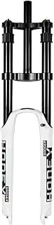 DH Mountain Bike Downhill Suspension Fork 26 27.5 29 Inch XC MTB Air Fork Travel 140mm Double Shoulder 1/1-8 Straight Front Fork Disc Brake QR Manual Lockout (Color : White, Size : 26'')
