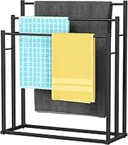 Honiter Towel Racks for Bathroom, 3 Tier Wide Towel Drying Rack Outdoor, Free Standing Towel Rack, Pool Towel Blanket Stand and Display Rack for Oversized Bath Towels, Black