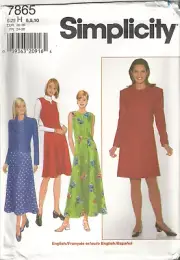 SIMPLICITY 7865 MISSES' SIZE 6-10 DRESS, JUMPER, JACKET SEWING PATTERN VINTAGE