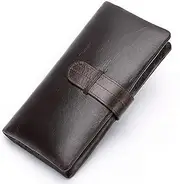 [SKUZA] Wallet,Card Bag,Men's Wallet Men's Slim Wallet Leather Purse Bussiness Long Wallet Credit Card Holder Wallet with Coin Pocket for Holds Up Cards and Bank Notes Ideal for Travel Long/Short Wallets (Cof