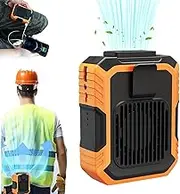 Portable Waist Fan, Cool Clip Fan Under Shirt, Blue Collar Breeze, Outdoor Waist Fan Belt Clip Fan, Rechargeable Waist Mounted Electric Fan Wearable, Clip Fan for Travelin, With LED Light (Orange)