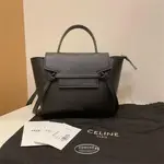 二手精品 CELINE PICO BELT BAG 黑 鯰魚包 20CM小號 賽林 NANO 顆粒牛皮 手提單肩包