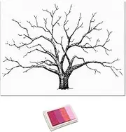 Perfk Wedding Thumbprint Tree Finger Painting Wedding Guest Book, Pink, as described