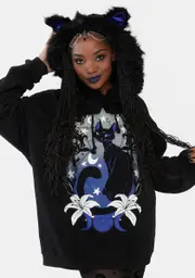 [The Grave Girls] Purrrfect Moonlight Graphic Hoodie