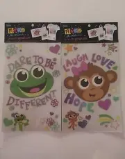 Justice T shirt Iron on Transfer Monkey and Frog Positive Words Colorful