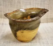 Artist Hand Made and Finished Hackberry Wood Bowl With Bark Signed One of a Kind