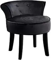 Vanity Stool Velvet Black Abella Stylish Makeup Chair Dressing Room Furniture
