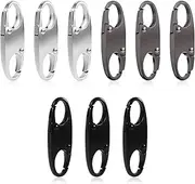 [Lilibuty] Zipper Clip Theft Deterrent 9Pcs Double Opening Zipper Pull Repair Replacements Black Silver Gray Zipper Purse Locks Zipper Tags Zipper Slider Metal Zipper for Travel Luggage Backpack Purse Closed