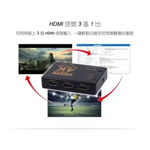 伽利略 HDMI 1.4b 影音切換器 3進1出 + 遙控器 H4301R