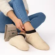 JACARU 100% Australian Sheepskin Wool Slippers Foot Warmers Winter Warm Washable