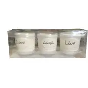 Set of 3 White Yankee Candle Votive Candle Holders Live Love Laugh New in Packag