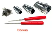 Set of 4 Metal Bias Tape Makers 1", 1/2",1/4" Bonus Two (2) Plastic Handle Awls