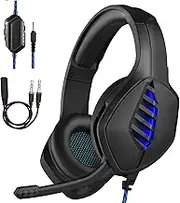 targeal Gaming Headset with Microphone - for PC, PS4, PS5, Switch, Xbox One, Xbox Series X|S - 3.5mm Jack Gamer Headphone with Noise Canceling Mic (Black&Blue)