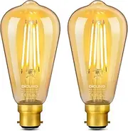 DiCUNO B22 Vintage Bulb, 60 Watt Equivalent, Bayonet Light Bulb, ST64 Filament Edison LED 6W, 2200K Warm White, 660LM, Retro Amber Glass Lamp, Not-dimmable, Pack of 2