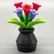 Playmobil Tulips Pink Purple Flowers Green Leaves Grey Planter Vase Table Decor