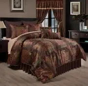 Chezmoi Collection Amelia 9-Piece Floral Jacquard Patchwork Comforter Set, Qu...