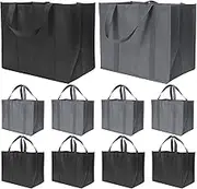Reusable Grocery Shopping Bags 10 Pack Large Foldable Tote Bags Bulk, Eco Produce Bags with Long Handle for Shopping Groceries Clothes