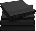4 Piece Black Full Size Solid Color Bed Sheets Pillowcases Microfiber Extra Soft