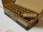 40 Empty Small Dollar Size Pre-Crimped Shotgun Rolls In Authentic $1000 Bank Box