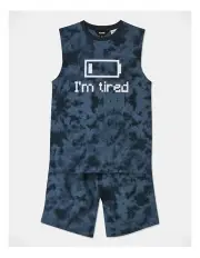 [Bauhaus] Tie Dye Muscle Tee and Short Pyjama Set in Indigo
