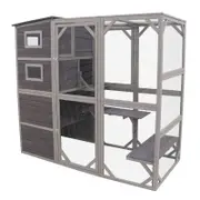Flylline Walk In Wooden Cat Townhouse Kitten Ferret Enclosure Cage House Cat Cage