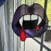 Vampire Diaries Twilight Halloween Stained Glass Window Panel Gothic Suncatcher