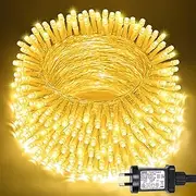 100ft 300LED Christmas String Lights Indoor Outdoor Waterproof, Warm White Christmas Light Clear Wire, Twinkle Fairy Lights Plug in for Yard Wall Room Bedroom Classroom Home Tree Decorations