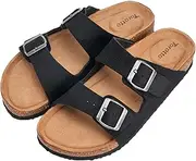 [Torotto] Women's Mules Sandals Leather Adult Clogs Slippers Work Shoes Comfortable Classic, Cq Black, 10 AU