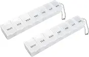 2 Pcs 7 Day Weekly Pill Box Organiser Travel Dosset Box Portable Tablet Organizer Medicine Storage Box Pill Dispenser | Medication Organizer - 2 Times a Day for Pills/Fish Oil/Vitamins (Clear)