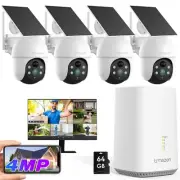 4MP Solar Wireless Security Camera System Outdoor Wifi PTZ Battery Cam HDMI 64GB