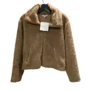 New Beyond Yoga Camel Sherpa Teddy Moto Zip Up Jacket XS