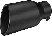 Universal Car Straight Exhaust Tip 12 Inch Length 4 Inch Inlet 6 Inch Outlet Tailpipe Anti-Corrosive Exhaust Tail Throat Pipe(Black)
