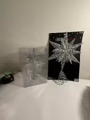 2 For The Price Of 1! 2 Sparkly Star Tree Christmas Toppers! Not Opened